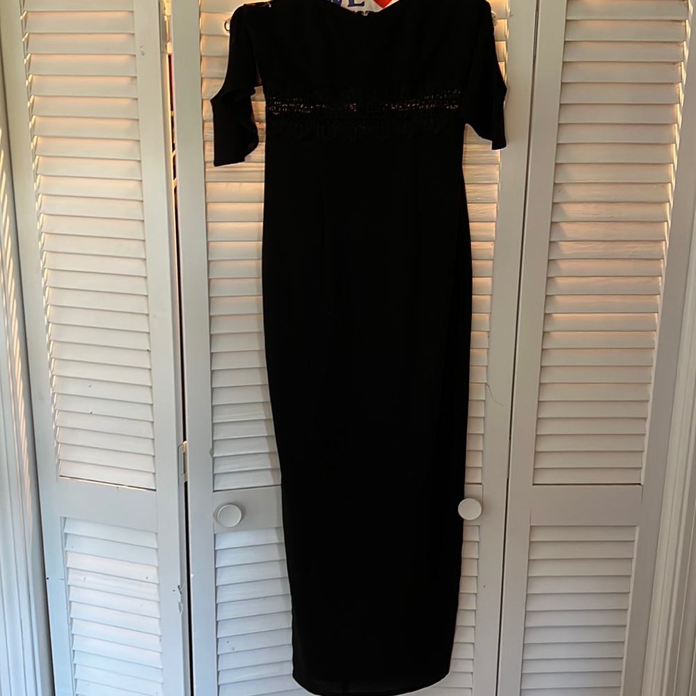Black off shoulder gown
